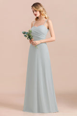 Mist Spaghetti-Straples Long Chiffon Bridesmaid Dresses Online-Babyonlines