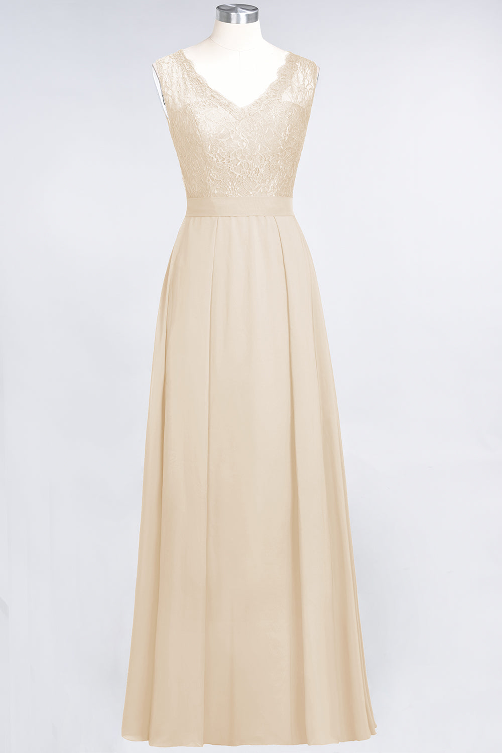 Modest Chiffon V-Neck Burgundy Lace Bridesmaid Dresses Online-Babyonlines