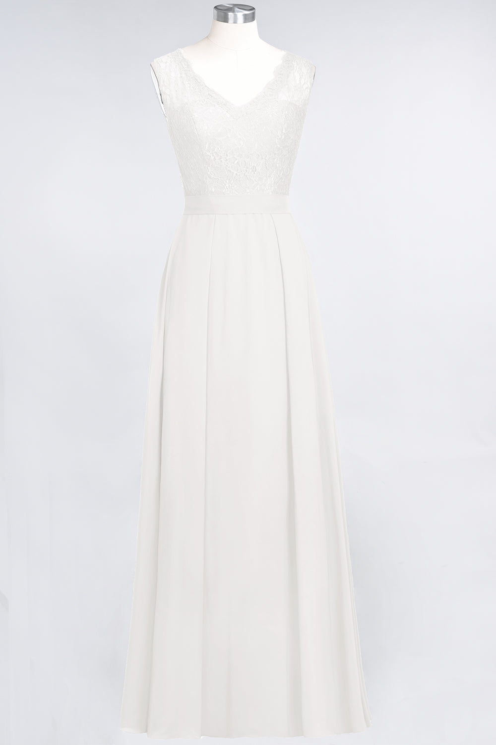 Modest Chiffon V-Neck Burgundy Lace Bridesmaid Dresses Online-Babyonlines