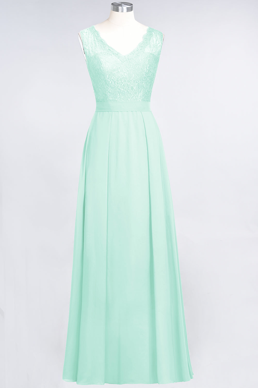 Modest Chiffon V-Neck Burgundy Lace Bridesmaid Dresses Online-Babyonlines