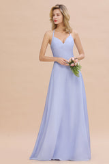Modest Halter V-Neck Sleeveless Long Bridesmaid Dresses Online-Babyonlines