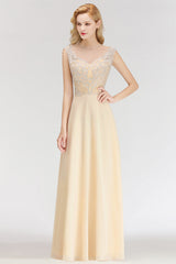 Modest Jewel Champagne Lace Bridesmaid Dresses with Beadings-Babyonlines