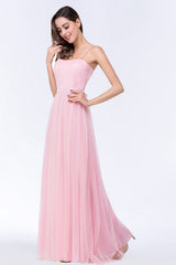 Modest Spaghetti-Straps Sweetheart Long Bridesmaid Dress with Sash-Babyonlines