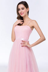 Modest Spaghetti-Straps Sweetheart Long Bridesmaid Dress with Sash-Babyonlines