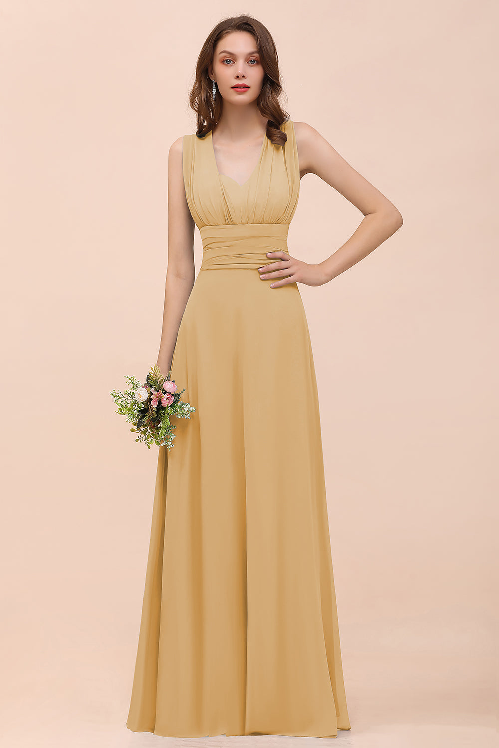 New Arrival Dusty Blue Ruched Long Convertible Bridesmaid Dresses-Babyonlines