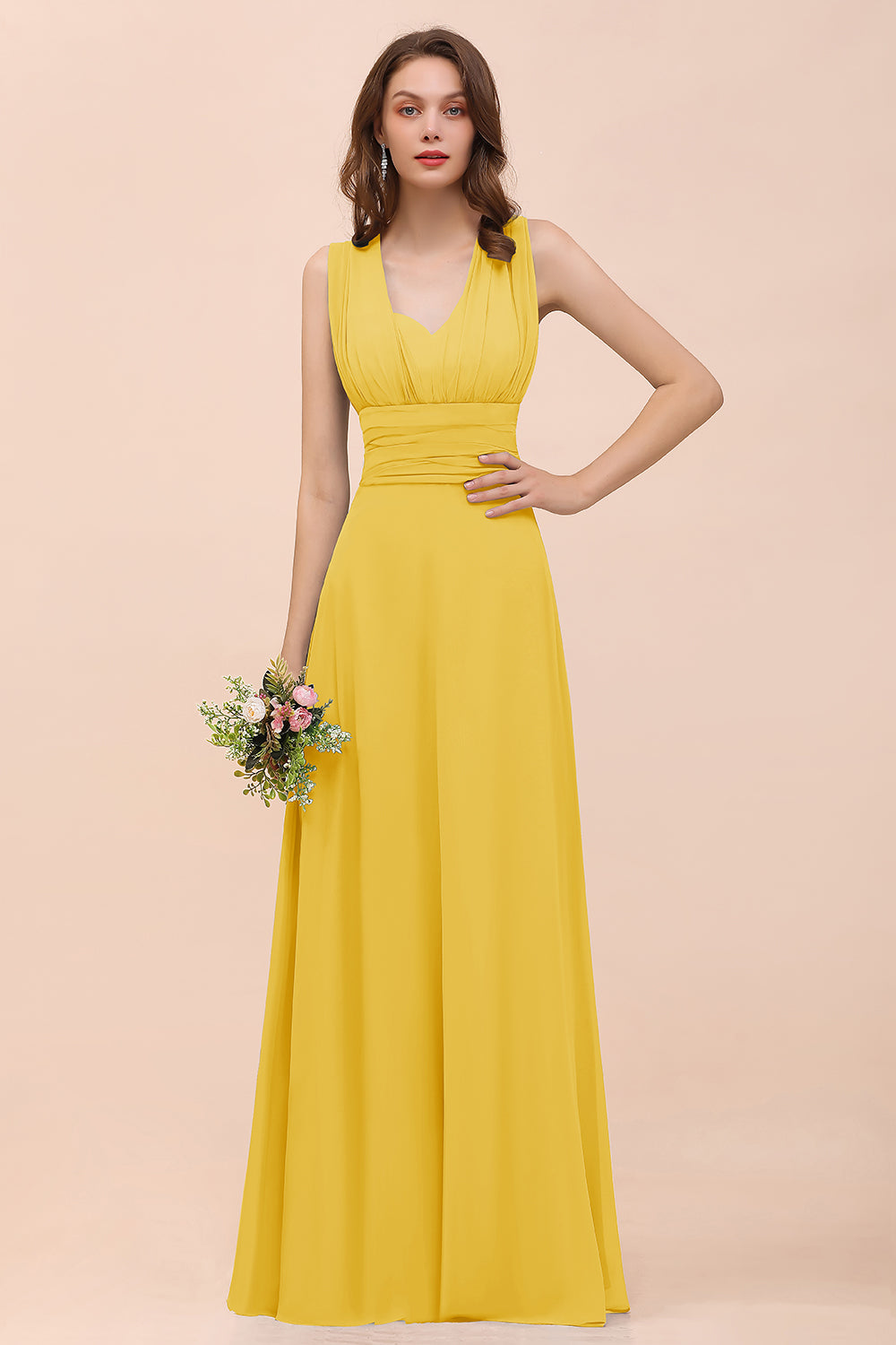 New Arrival Dusty Blue Ruched Long Convertible Bridesmaid Dresses-Babyonlines