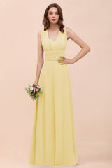 New Arrival Dusty Blue Ruched Long Convertible Bridesmaid Dresses-Babyonlines