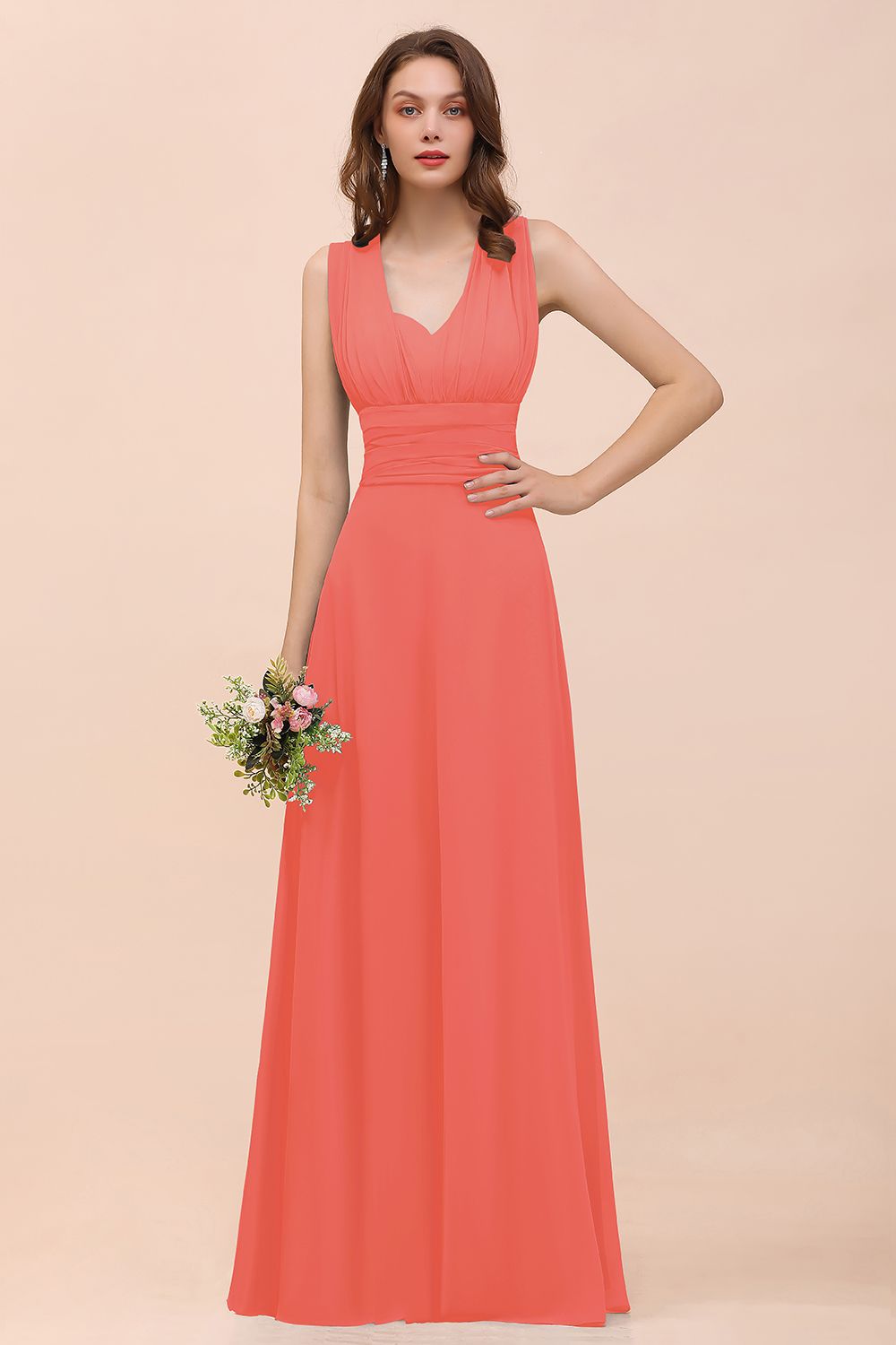 New Arrival Dusty Blue Ruched Long Convertible Bridesmaid Dresses-Babyonlines