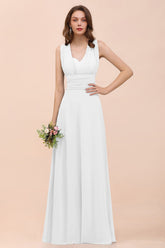 New Arrival Dusty Blue Ruched Long Convertible Bridesmaid Dresses-Babyonlines