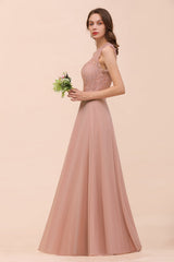 New Arrival Dusty Rose One Shoulder Lace Long Bridesmaid Dress-Babyonlines