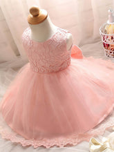 New Arrival Flower Girl Dresses - Ball Gown Scoop Neck Lace Tulle Tea-length Bow
