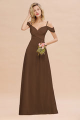 Off-the-Shoulder Sweetheart Ruched Long Bridesmaid Dress Online-Babyonlines