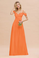 Off-the-Shoulder Sweetheart Ruched Long Bridesmaid Dress Online-Babyonlines