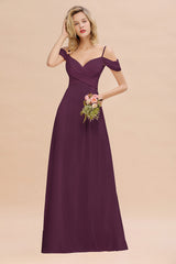 Off-the-Shoulder Sweetheart Ruched Long Bridesmaid Dress Online-Babyonlines