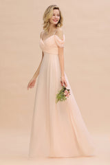 Off-the-Shoulder Sweetheart Ruched Long Bridesmaid Dress Online-Babyonlines