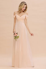 Off-the-Shoulder Sweetheart Ruched Long Bridesmaid Dress Online-Babyonlines