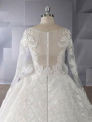 Organza Chapel Train Wedding Dress with Illusion and Cascading Ruffles