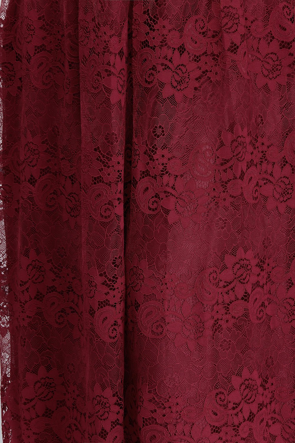 Plus Size A-Line V-Neck Burgundy Lace Bridesmaid Dress Online-Babyonlines
