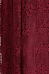 Plus Size A-Line V-Neck Burgundy Lace Bridesmaid Dress Online-Babyonlines