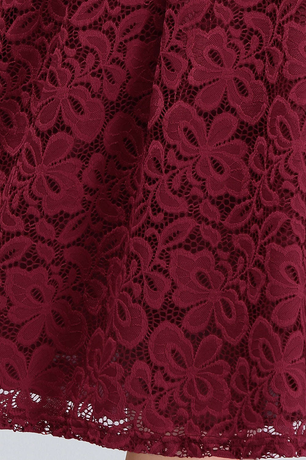 Plus Size Off-the-Shoulder Burgundy Lace Short Bridesmaid Dress Online-Babyonlines