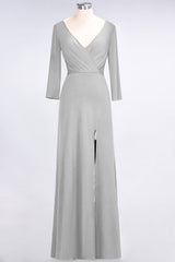 Popular Spandex Long-Sleeves Burgundy Bridesmaid Dresses with Side-Slit-Babyonlines