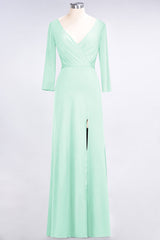 Popular Spandex Long-Sleeves Burgundy Bridesmaid Dresses with Side-Slit-Babyonlines