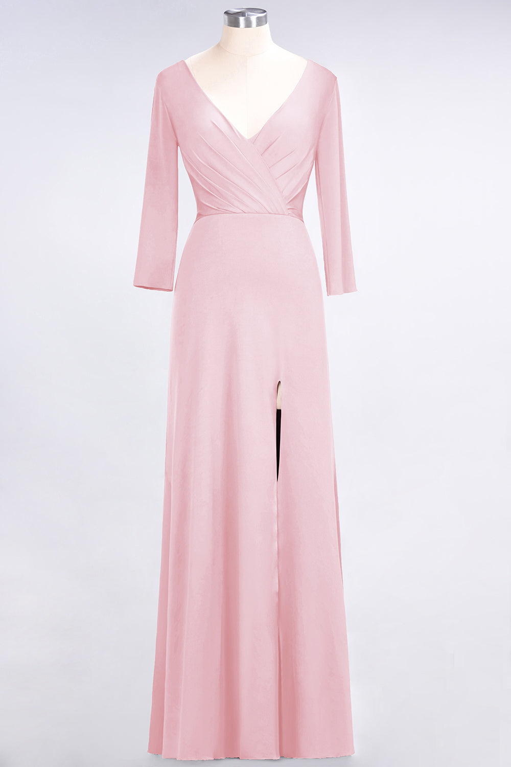 Popular Spandex Long-Sleeves Burgundy Bridesmaid Dresses with Side-Slit-Babyonlines