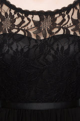 Pretty Scoop Sleeveless Black Lace Short Junior Bridesmaid Dress-Babyonlines