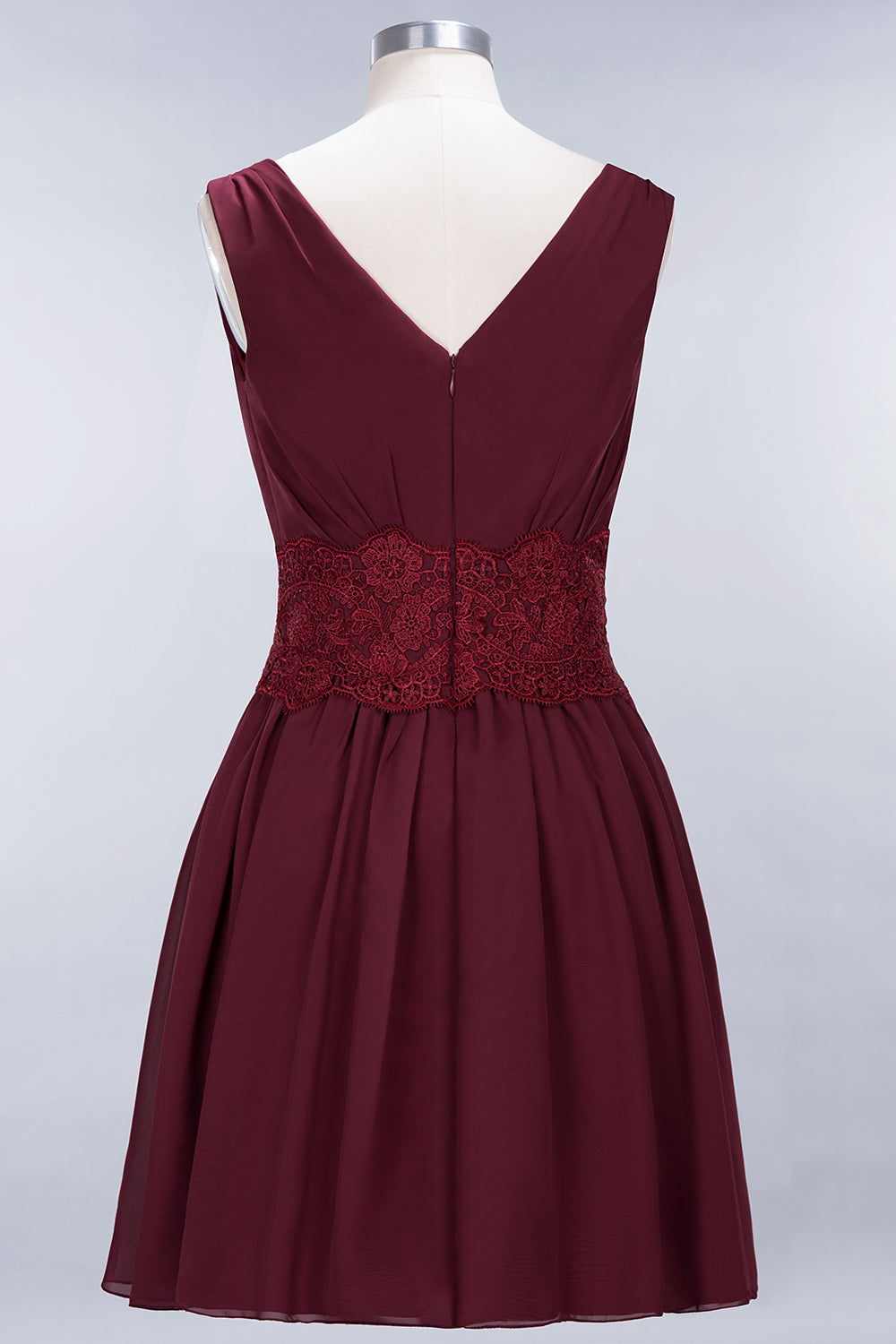 Pretty V-Neck Short Sleeveless Lace Bridesmaid Dresses Online-Babyonlines