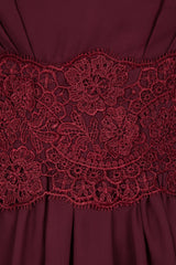 Pretty V-Neck Short Sleeveless Lace Bridesmaid Dresses Online-Babyonlines