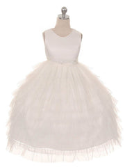 Princess Scoop Neck Tulle Beading Ankle-length Flower Girl Dresses