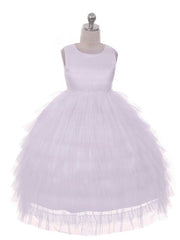 Princess Scoop Neck Tulle Beading Ankle-length Flower Girl Dresses