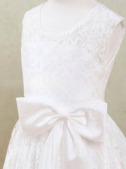 Sashes / Ribbons Flower Girl Dress - A-line Scoop Neck Lace Ankle-length