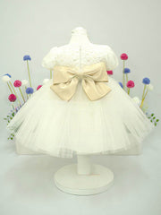 Satin Tulle Ball Gown with Bow and Flower - Perfect for Girls!