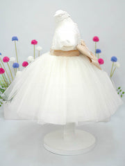 Satin Tulle Ball Gown with Bow and Flower - Perfect for Girls!