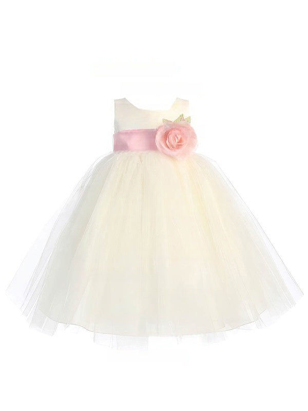 Scoop Neck Tulle Ball Gown with Sashes & Ribbons for Boutique Flower Girl Dresses