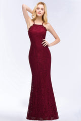 Sexy Mermaid Lace Long Burgundy Bridesmaid Dresses with Crisscross Back-Babyonlines