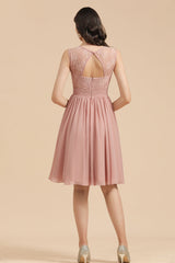 Short Lace Dusty Rose Junior Bridesmaid Dress-Babyonlines