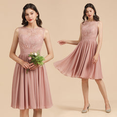 Short Lace Dusty Rose Junior Bridesmaid Dress-Babyonlines