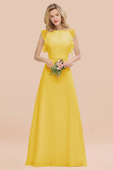 Simple Jewel Draped Sleeves Blushing Pink Bridesmaid Dress Online-Babyonlines