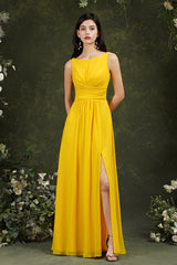 Sleeveless Bridesmaid Dress Long With Slit Online-Babyonlines