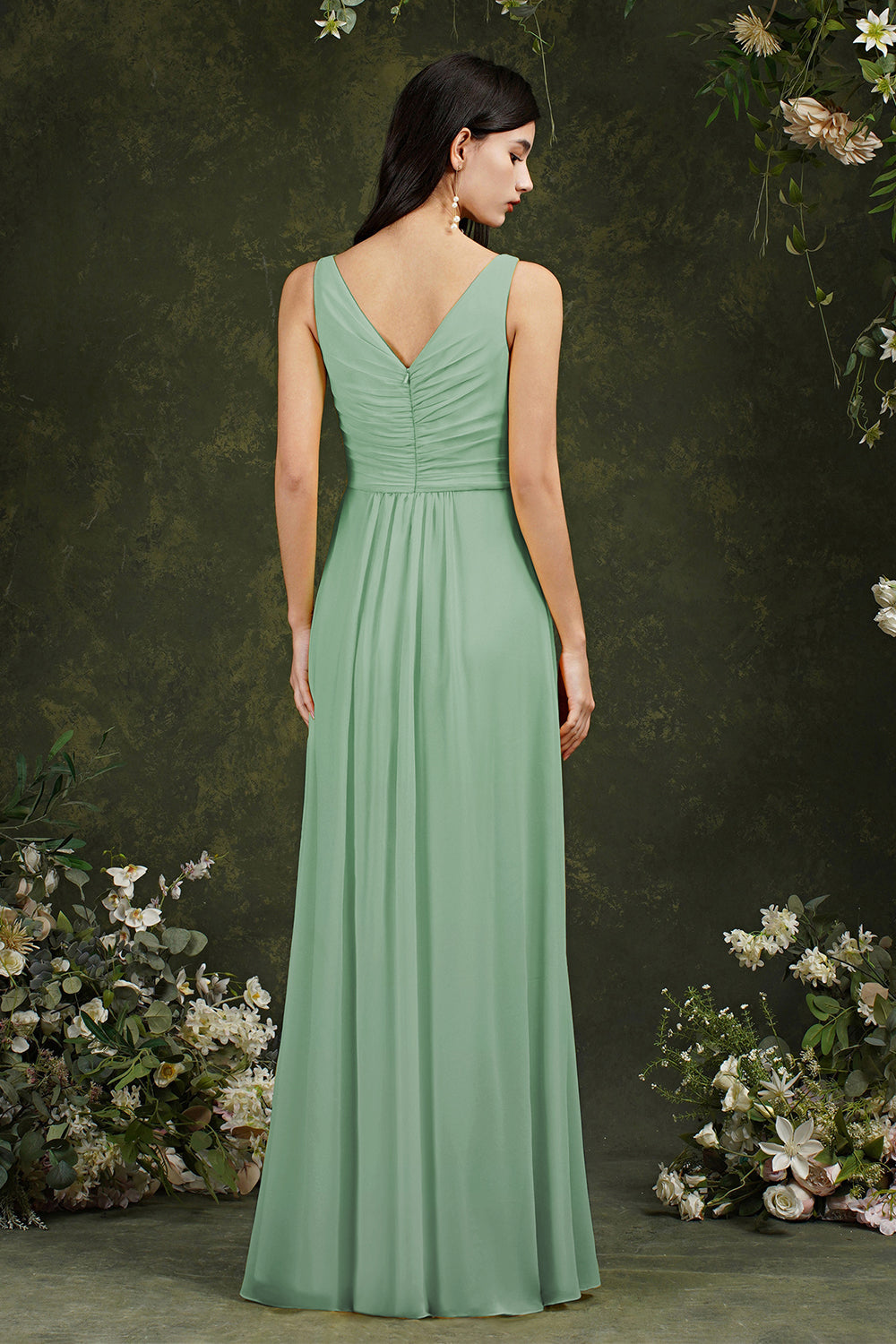 Sleeveless Bridesmaid Dress Long With Slit Online-Babyonlines