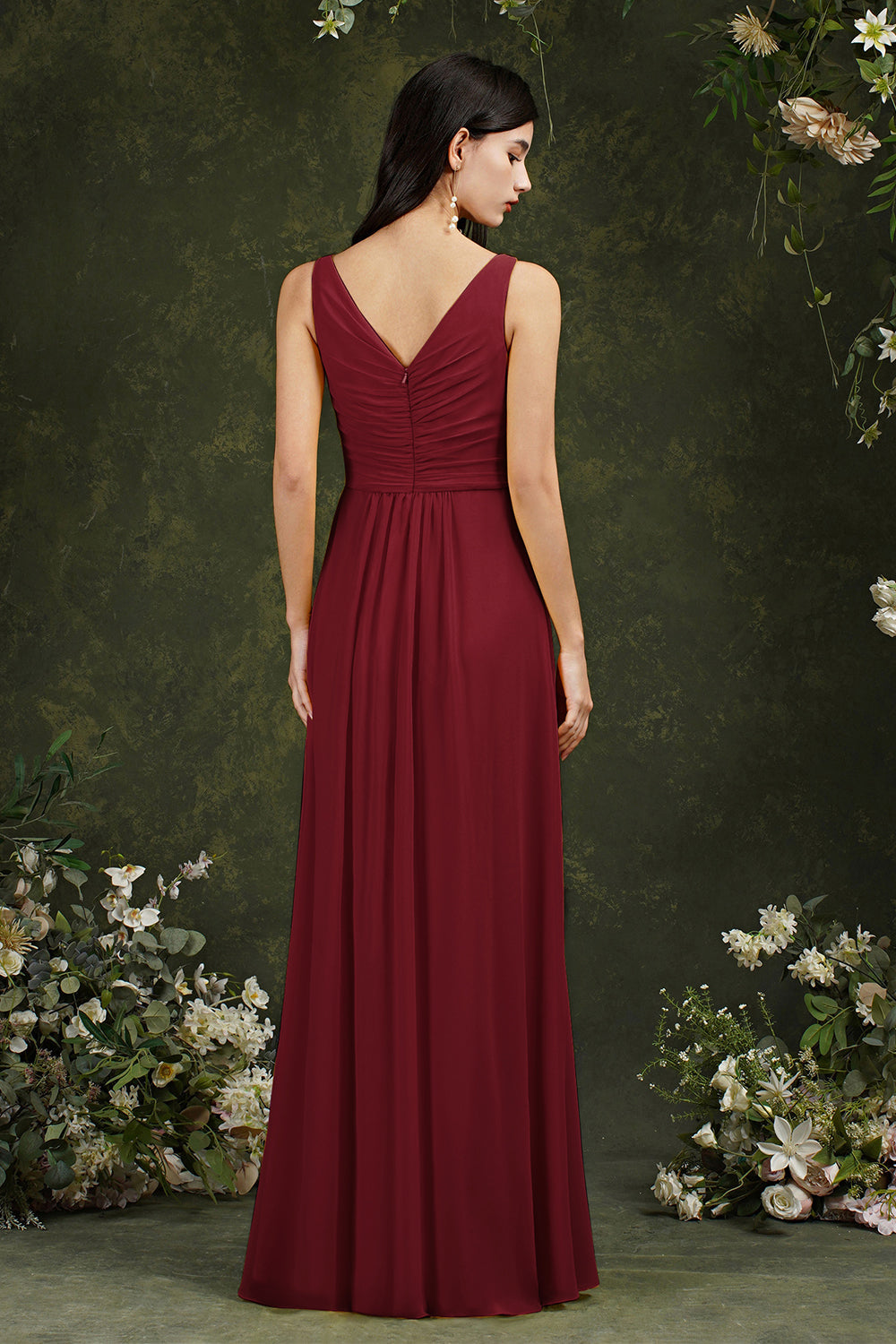 Sleeveless Bridesmaid Dress Long With Slit Online-Babyonlines