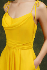 Spaghetti-Straps Bridesmaid Dress Chiffon With Slit-Babyonlines