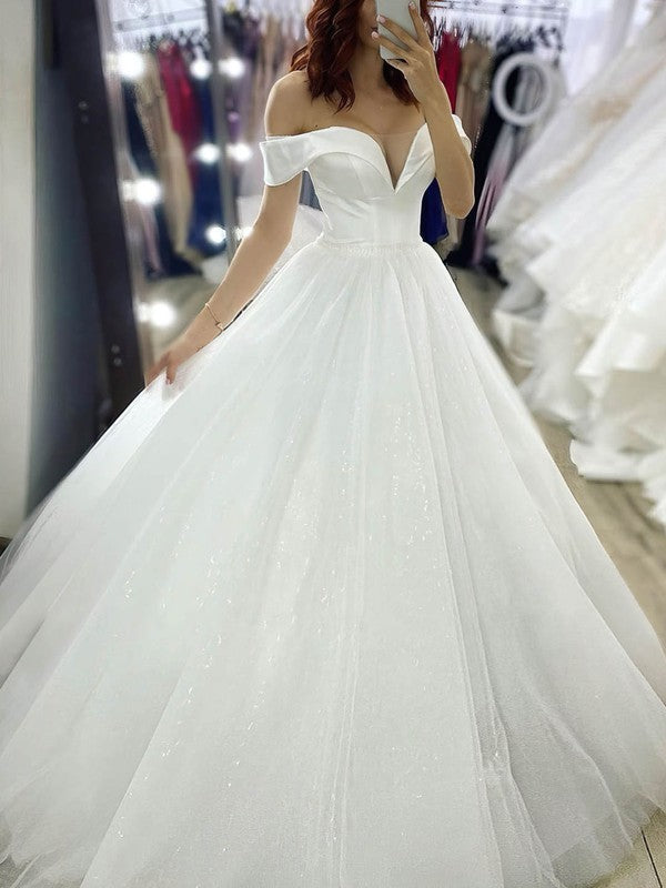 Stunning Glitter Court Train Ball Gown Wedding Dress