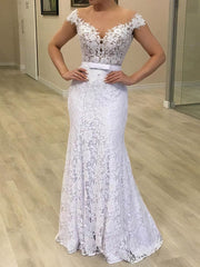 Stunning Trumpet/Mermaid Illusion Lace Sweep Train Wedding Dress With Sashes/Ribbons