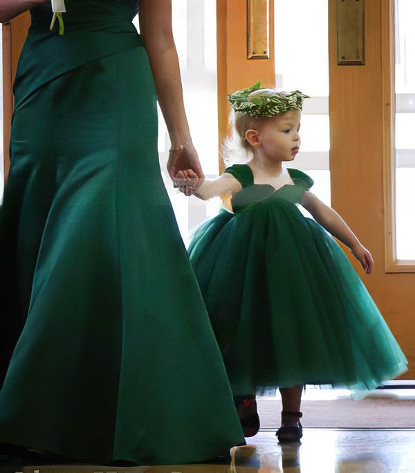 Sweetheart Tulle Tea-length Ball Gown with Ruffles for Flower Girl Dresses