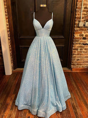 V-neck Sequined Floor-length Ruffles Prom Dresses for Ball Gown