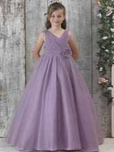 V-Neck Tulle Sashes Flower Girl Dress