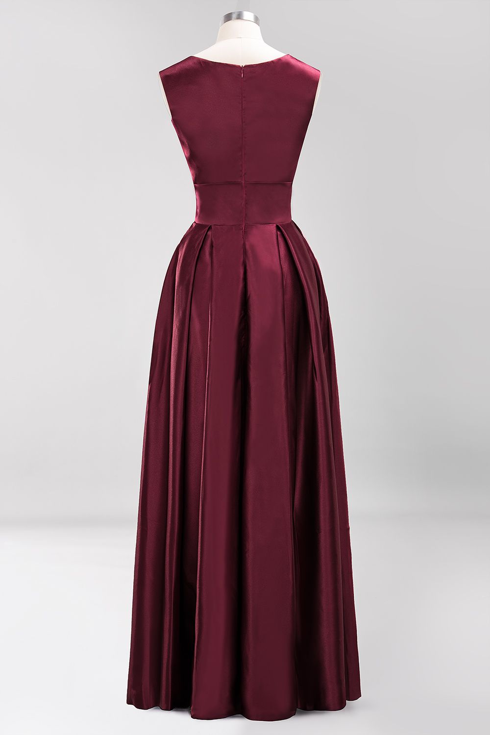 Vintage Deep-V-Neck Long Burgundy Bridesmaid Dress Online-Babyonlines